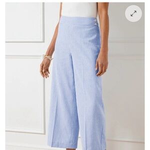 Talbots Blue & White Striped Wide Leg Pants